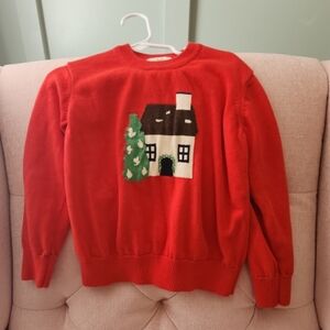 The Beaufort Bonnet Company 4t Red Sweater with Snow Snowy House Design